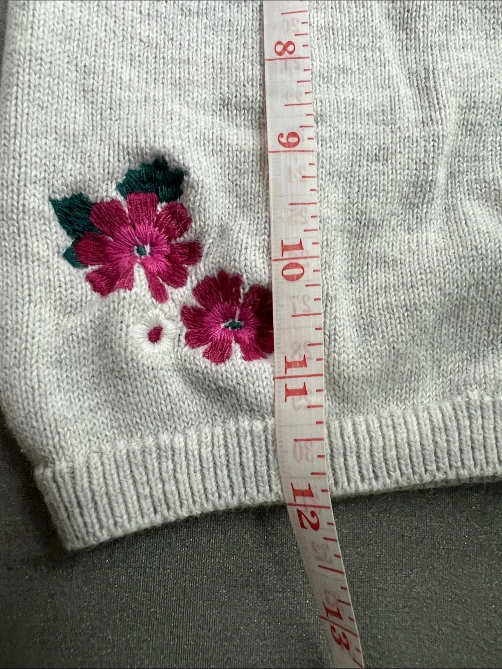 Gymboree | 100% Cotton Light Gray Floral Embroidered Cardigan Size 6-12 Months
